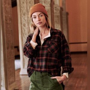 The Great The Mountaineer Pullover Long Pine Plaid Size 1